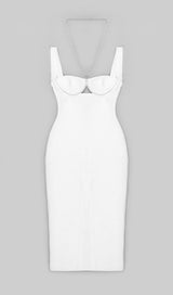 BANDAGE SLEEVELESS MIDI DRESS IN WHITE