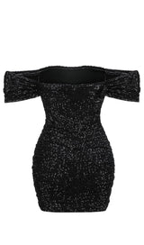 SEQUINS MINI DRESS IN BLACK