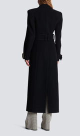 BLACK LONG COAT WITH BELT