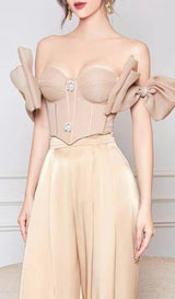 SATIN CORSET TWO PIECES SUIT