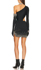 BANDAGE CUTOUT STUDDED MINI DRESS IN BLACK