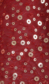 BANDAGE SEQUIN MAXI DRESS IN RED