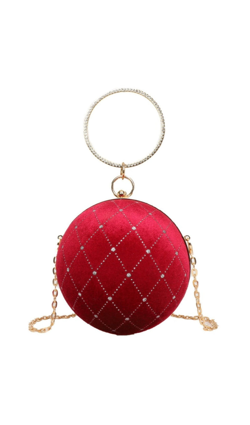 POCHETTE CERCLE EN VELOURS AVEC STRASS