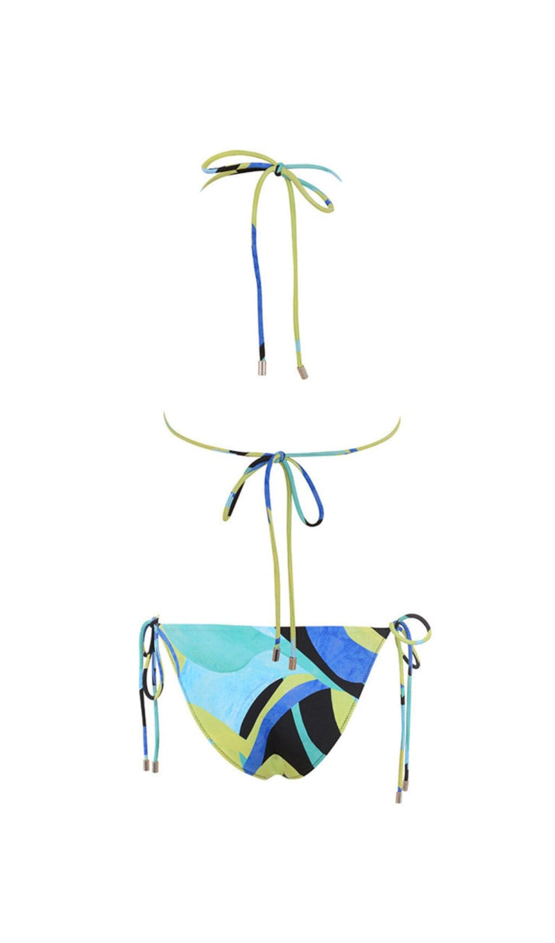 BLUE GREEN HALTER BIKINI