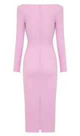 CUT OUT LONG SLEEVE MIDI DRESS IN PINK