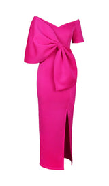 PINK BOW-KNOT MIDI DRESS