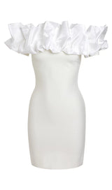 BANDAGE SOFT PLEATED MINI DRESS IN WHITE