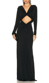 JERSEY CUT OUT MAXI DRESS IN BLACK