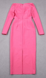 PINK BOW BANDAGE MIDI DRESS