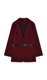 RED VELVET BLAZER WITH BELT