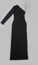 ONE SHOUDLER BACKLESS MAXI DRESS IN BLACK