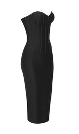 TUBE TOP TIGHT ZIPPER DRESS IN BLACK