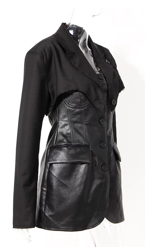 LEATHER JACKET SUIT IN BLACK