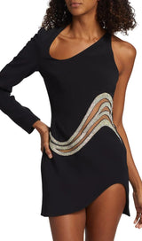 WAVE ONE-SHOULDER MINI DRESS