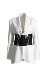 PATCHWORK BLAZER IN WHITE