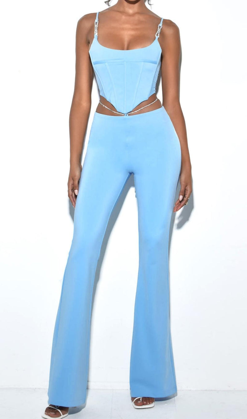 CORSET CAMISOLE TWO-PIECE SUIT IN BLUE