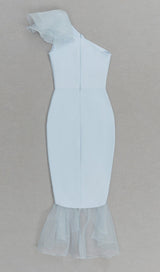 BANDAGE ONE-SHOULDER MIDI DRESS IN LIGHT BLUE