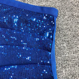 BLUE SEQUIN ONE SHOULDER BODYCON DRESS