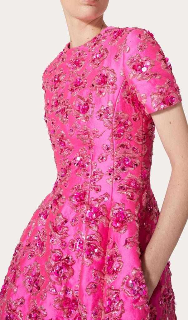 JACQUARD FLORAL MINI DRESS