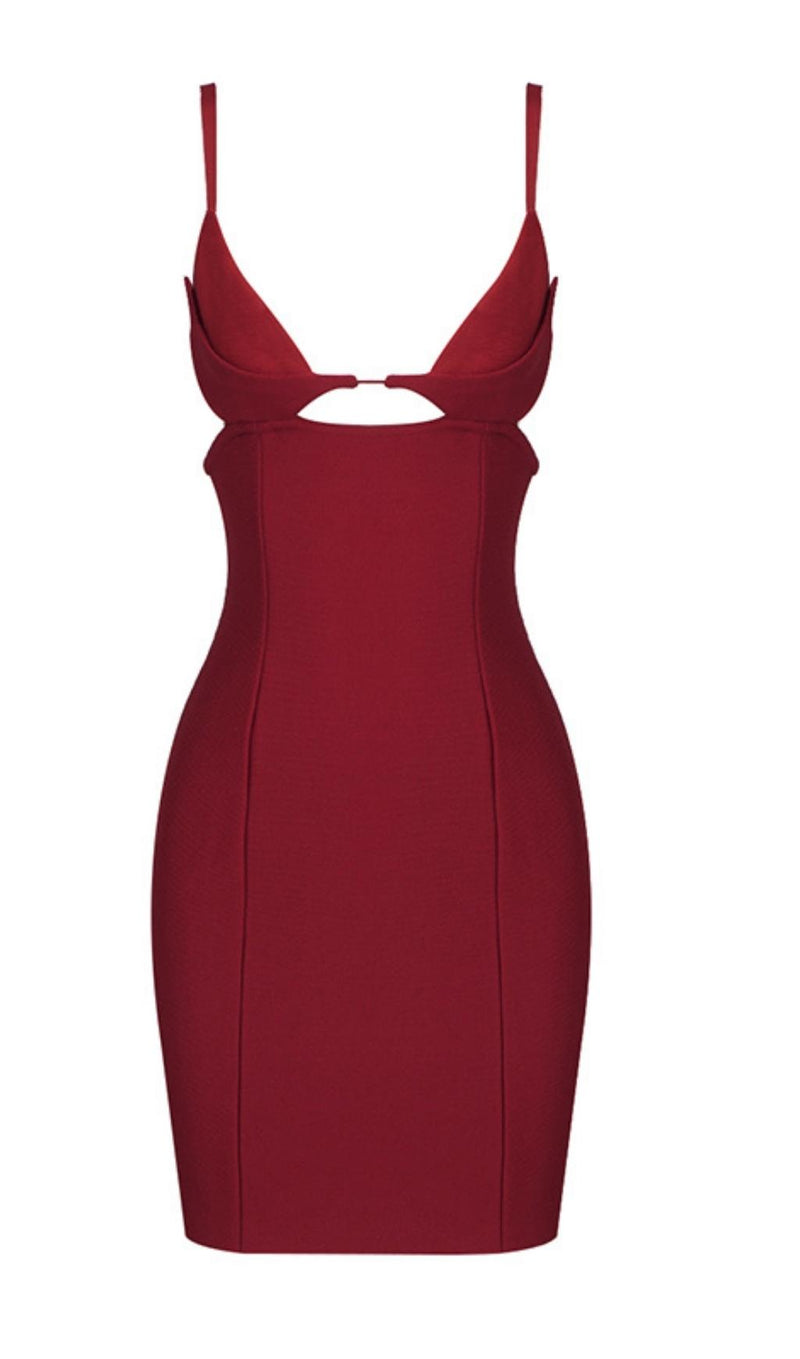 CUT OUT MINI DRESS IN RED