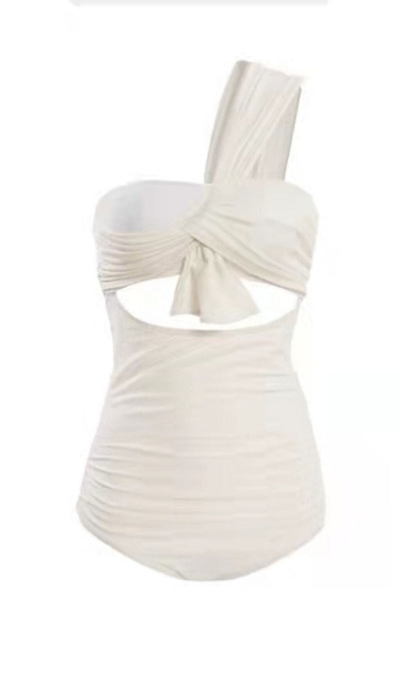 WHITE ONE SHOULDER ONE PIECE SWIMSUIT