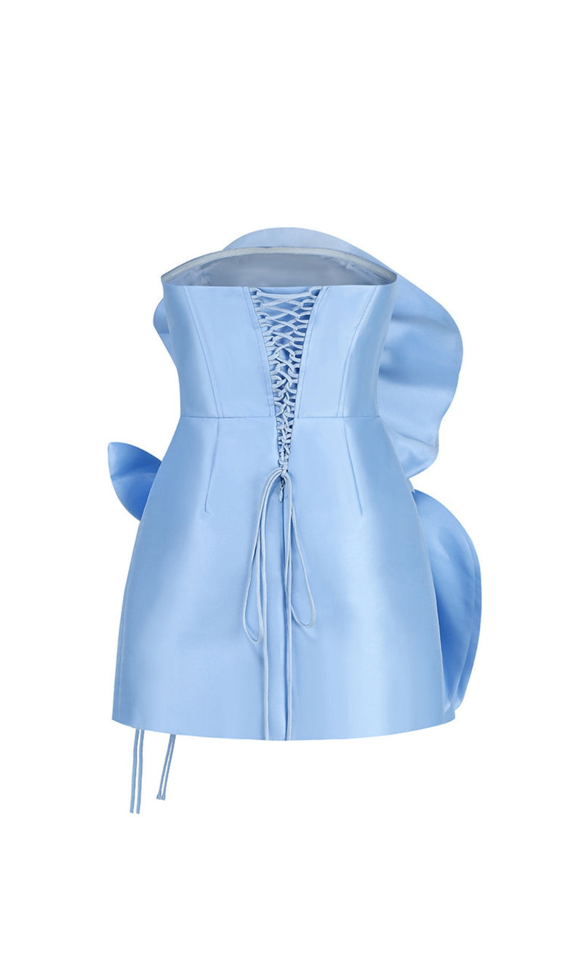 ROBE MINI-ROBE SANS BRETELLES FLEUR BLEUE