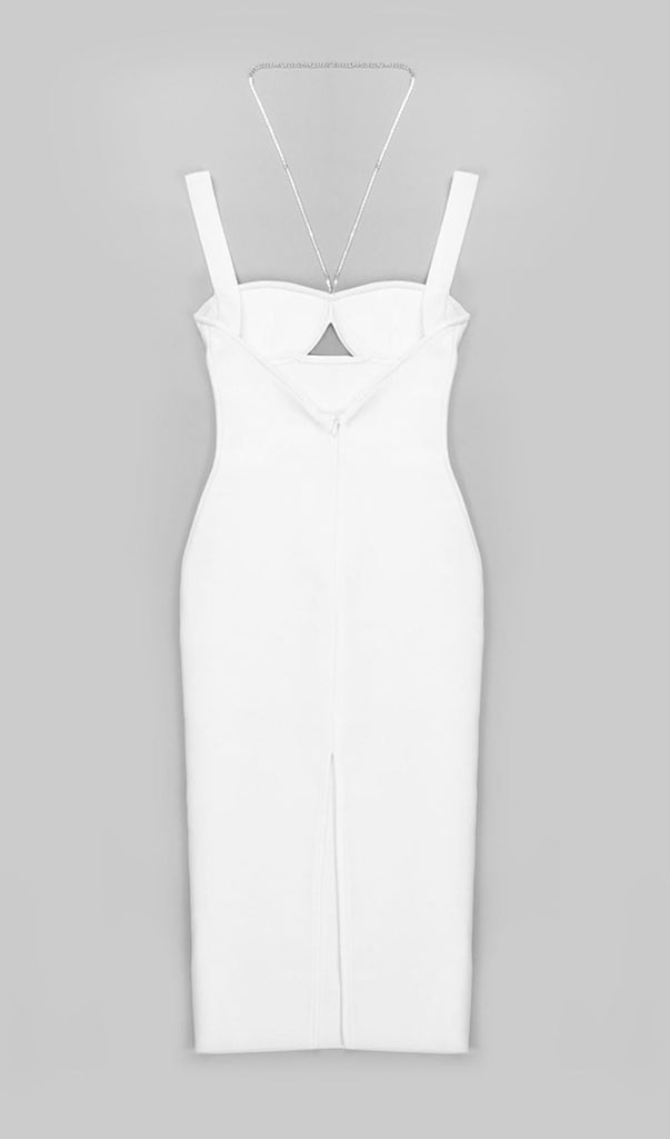 BANDAGE SLEEVELESS MIDI DRESS IN WHITE