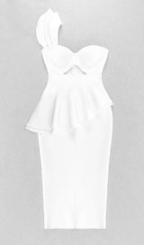 IRREGULAR FLOUNCES FROCK DRESS IN WHITE