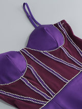 MESH CORSET MINI DRESS IN PURPLE