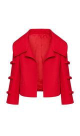 RED CREPE CROPPED JACKET