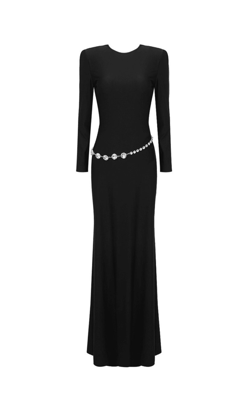 CRYSTAL EMBELLISHED MAXI DRESS IN JERSEY