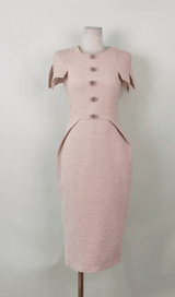 PINK TWEEDS BODYCON MIDI DRESS