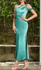 ONE-SHOULDER-MAXIKLEID AUS SATIN MIT CUT-OUTS 