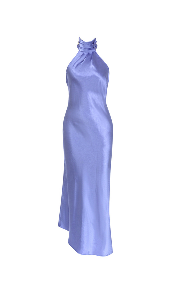 ÄRMELLOSES MAXIKLEID AUS SATIN MIT NECKHOLDER 