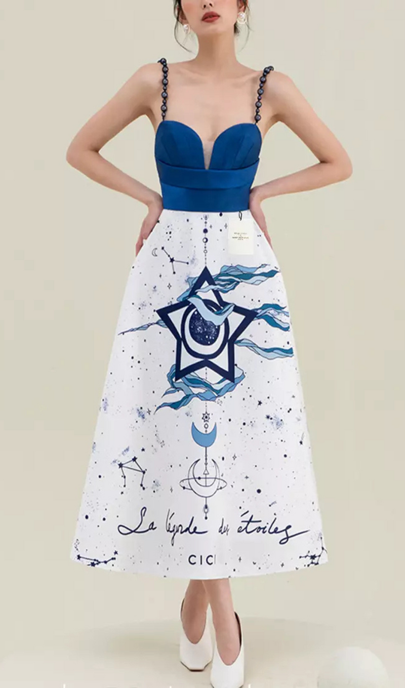 ROBE MIDI IMPRIMÉ CONSTELLATION 