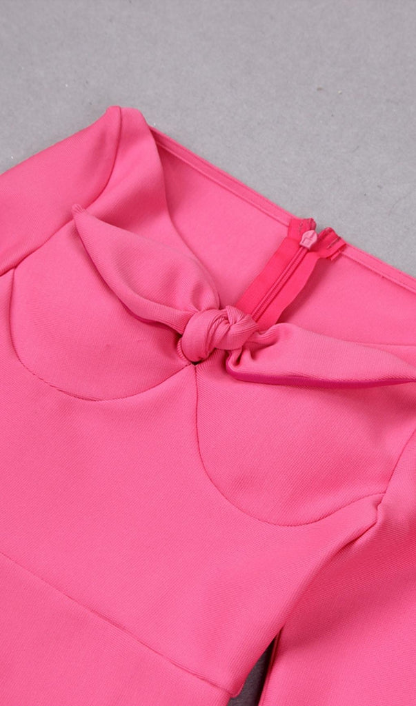 PINK BOW BANDAGE MIDI DRESS