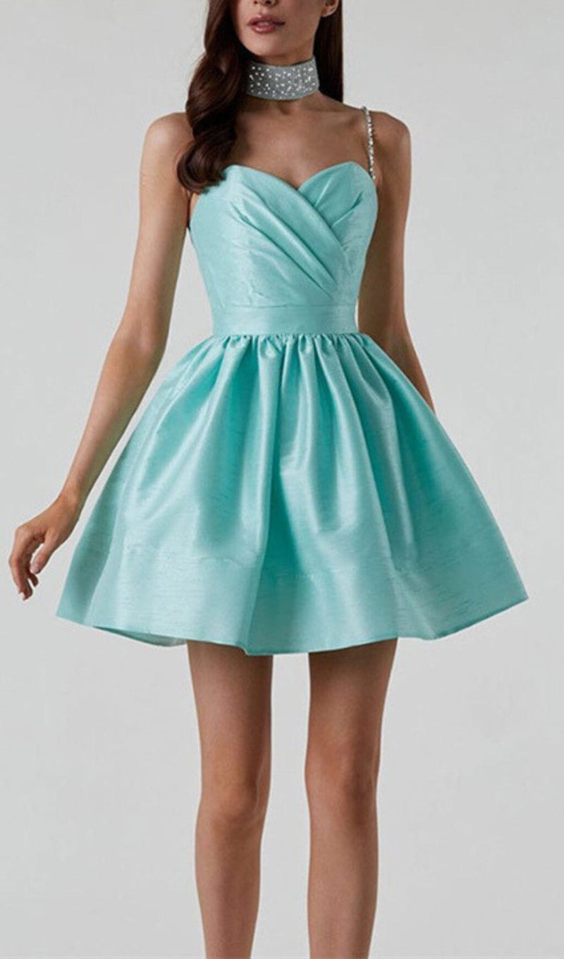 DIAMOND SUSPENDER DRESS IN MINT GREEN