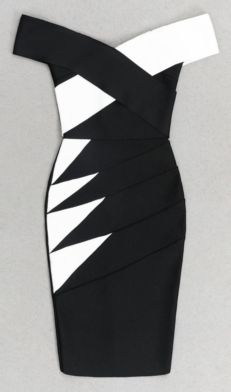 ASYMMETRIC RIB COLOURBLOCK MINI DRESS