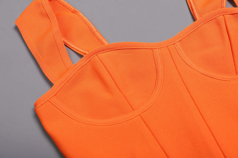 BANDAGE CUT OUT TWO PIECE SET IN ORANGE