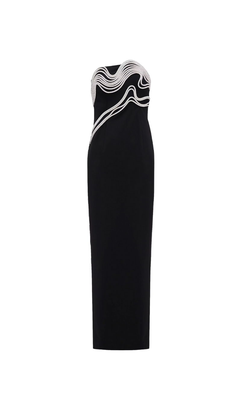 ROBE MAXI ORNÉE DE CRISTAL EN NOIR 