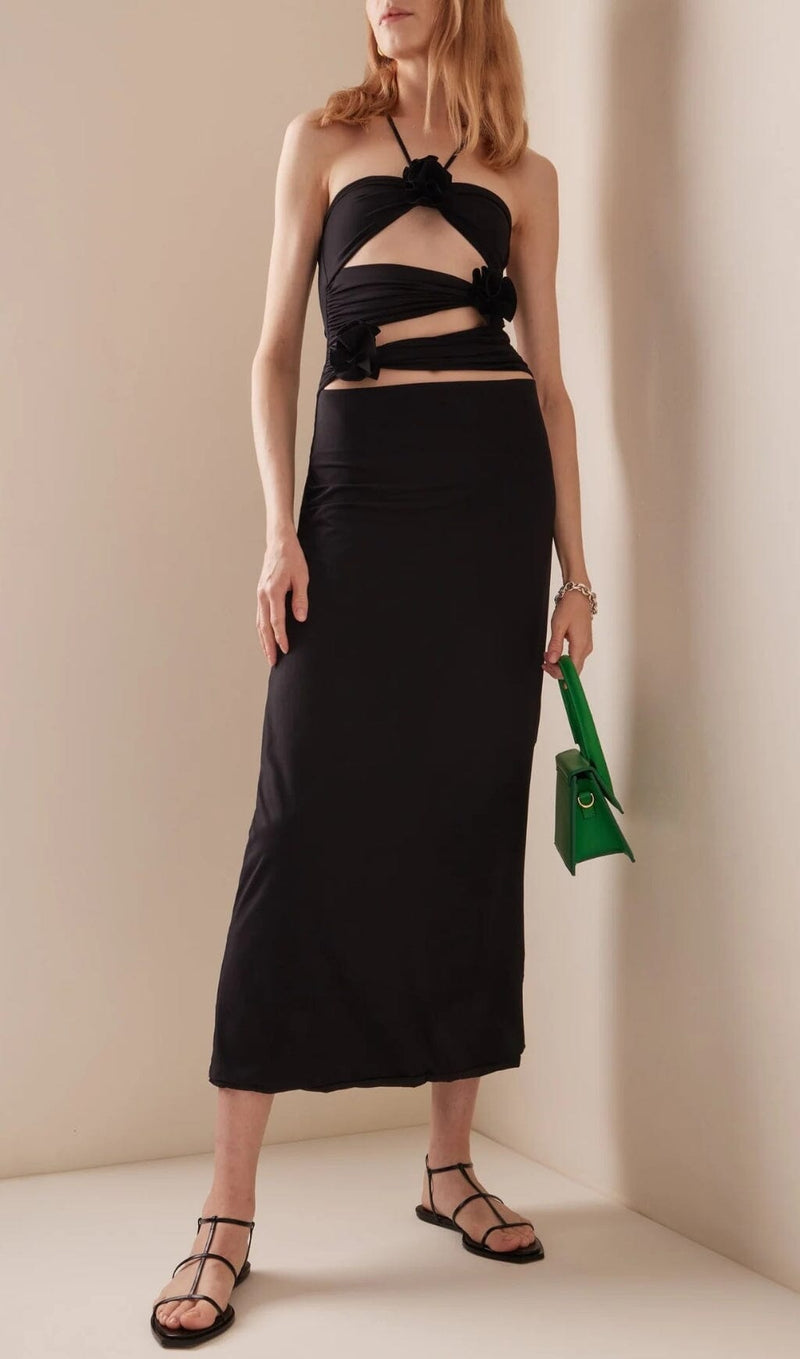 CUT OUT MAXI DRESS IN BLACK