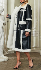 PATCHWORK FAUX FUR LEATHER COAT