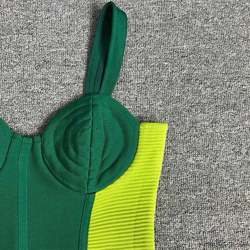 GREEN BANDAGE SLIP MIDI DRESS