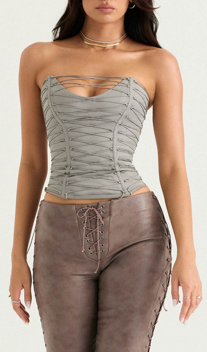 SMOKE LACE UP CORSET