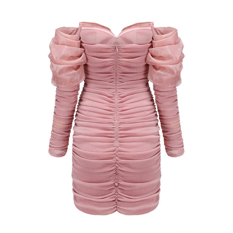 PINK BOWKNOT LONG SLEEVE MINI DRESS