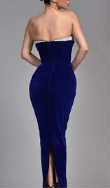 BANDEAU OFF SHOULDER MAXI DRESS IN ROYAL BLUE