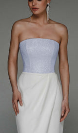 BANDEAU WAIST-TIGHTENING MAXI DRESS IN WHITE