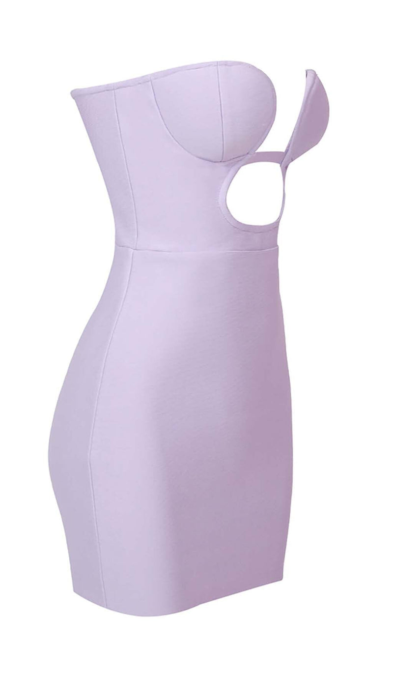 BANDEAU BANDAGE MINI DRESS IN LILAC