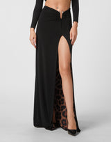 BLACK STRETCH CADY MAXI DRESS