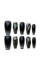 BLACK CAT EYE CRYSTAL HANDMADE PRESS ON NAILS